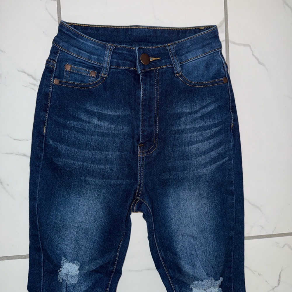 fashion nova uwj blue high waist skinny jeans